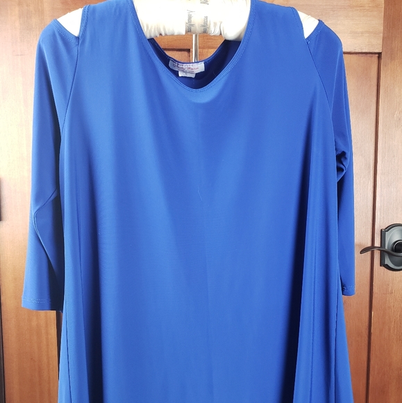 Cold Shoulder Royal Blue Easy Tunic - Picture 2 of 6